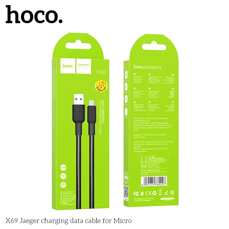 Đóng gói Cáp Micro Hoco X69 Jaeger chắc chắn, thuận tiện vận chuyển
