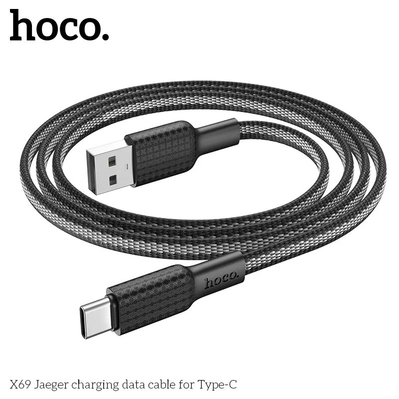 Cáp sạc Hoco X69 Jaeger kiểu dáng hiện đại, dây nylon dệt chống rối