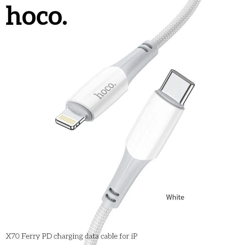 Kích thước chuẩn 1m, nhẹ 22g cho Cáp Sạc PD iP Hoco X70 Ferry
