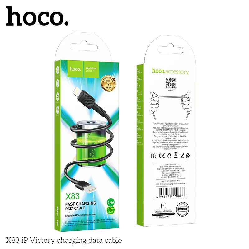 Cáp Sạc iP Hoco X83 Victory thiết kế bền bỉ, sạc nhanh, tương thích đa thiết bị