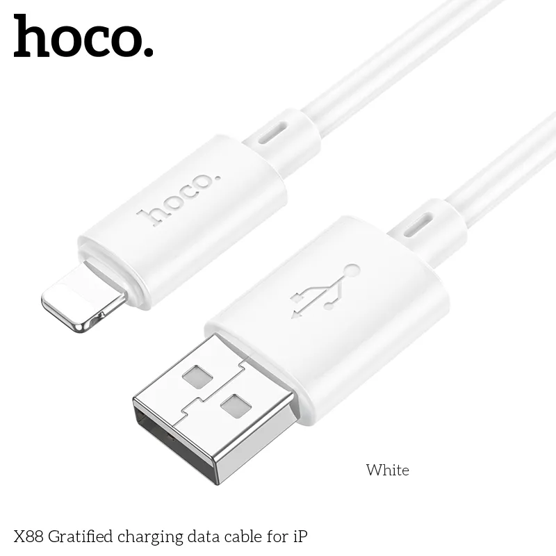 Thiết kế Cáp Sạc iP Hoco X88 Gratified Packaged nhỏ gọn, màu sắc tinh tế, dây bền đẹp