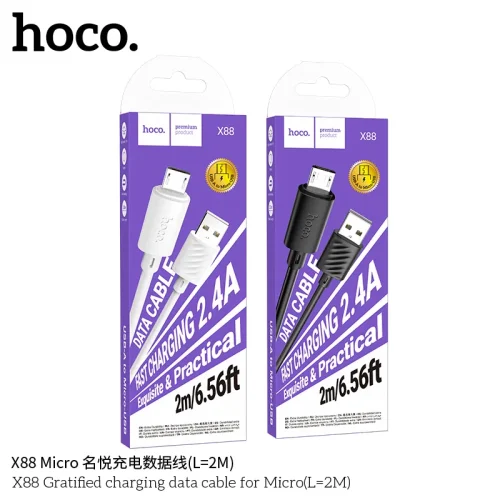 Cáp Sạc Micro Hoco X88 Gratified L=2M Packaged