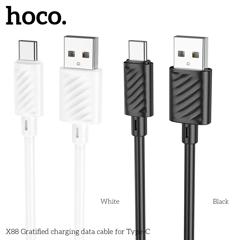 Cáp Sạc Type-C Hoco X88 Gratified Unpackaged với thiết kế đơn giản nhưng bền bỉ