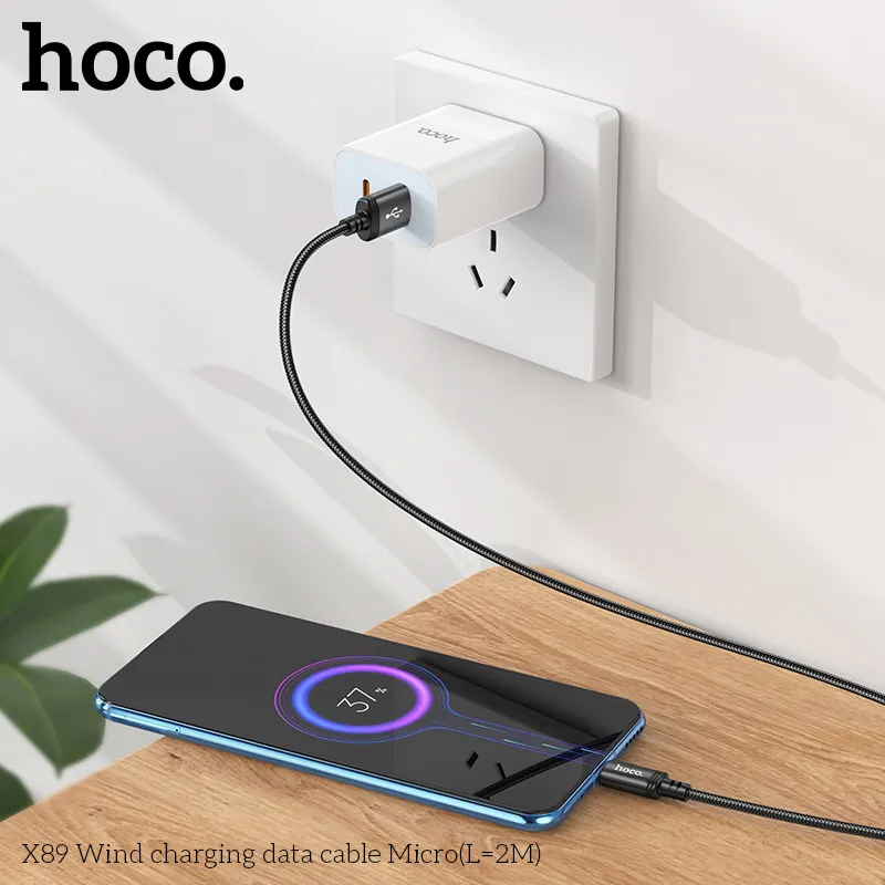 Cáp sạc Micro Hoco X89 Wind có thiết kế hợp kim nhôm chắc chắn, sang trọng