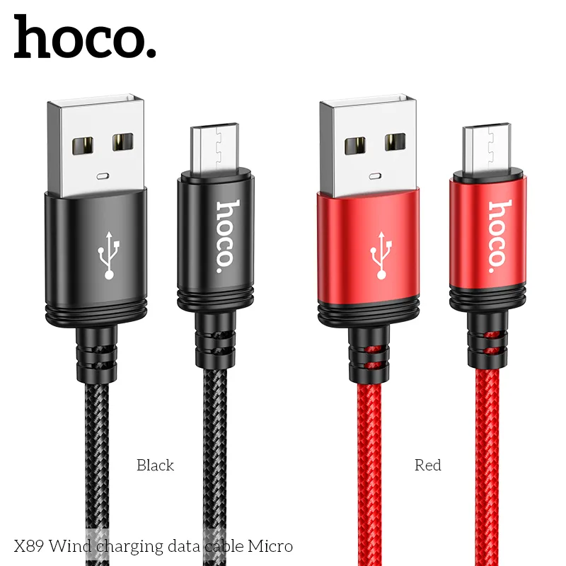 Cáp Sạc Micro Hoco X89 Wind Unpackaged chất lượng cao, thiết kế dây bện bền bỉ