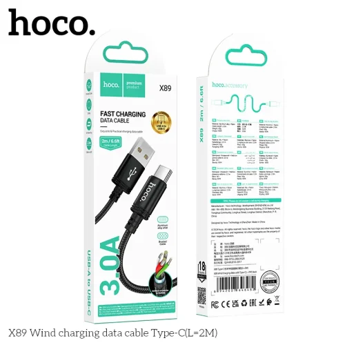 Cáp Sạc Type-C Hoco X89 Wind L=2M Packaged