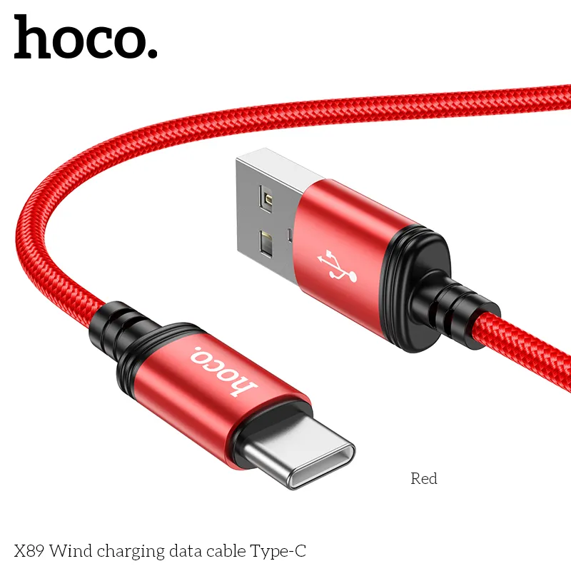 Cáp Type-C Hoco X89 Wind hỗ trợ truyền dữ liệu và sạc nhanh 3A an toàn, hiệu quả