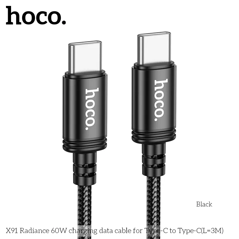 Cáp sạc Hoco X91 với dây bện chống gãy, đầu nối hợp kim nhôm chắc chắn