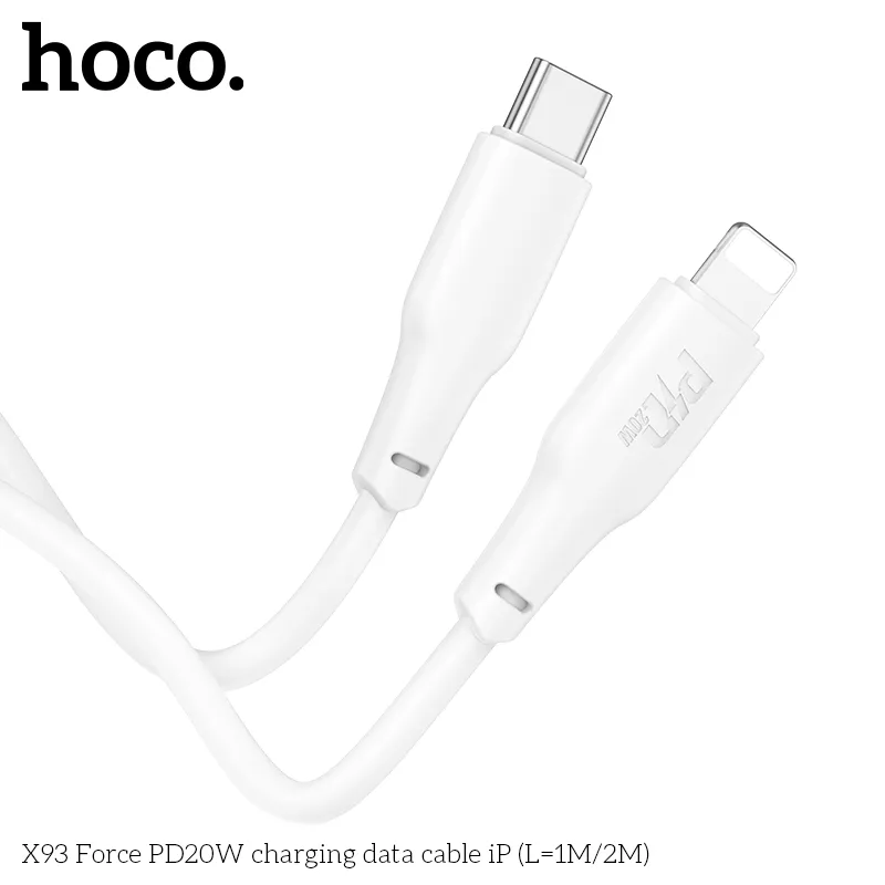 Cáp sạc PD Hoco X93 Force 20W L=2M với thiết kế TPE chống rối tăng độ bền