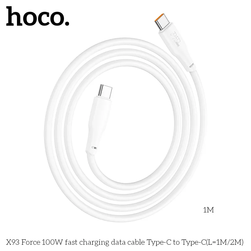 Đóng gói cáp sạc Hoco X93 Force 1M chính hãng, hoàn chỉnh và sang trọng