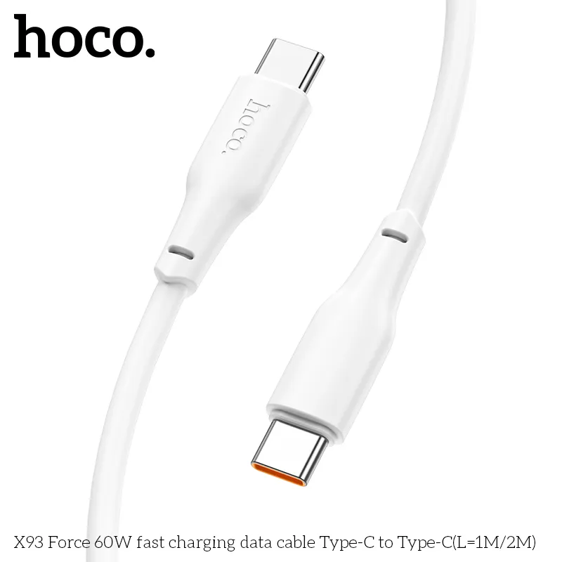 Cáp Sạc Type-C to Type-C Hoco X93 Force 60W L=2M thiết kế bền bỉ hiệu năng cao