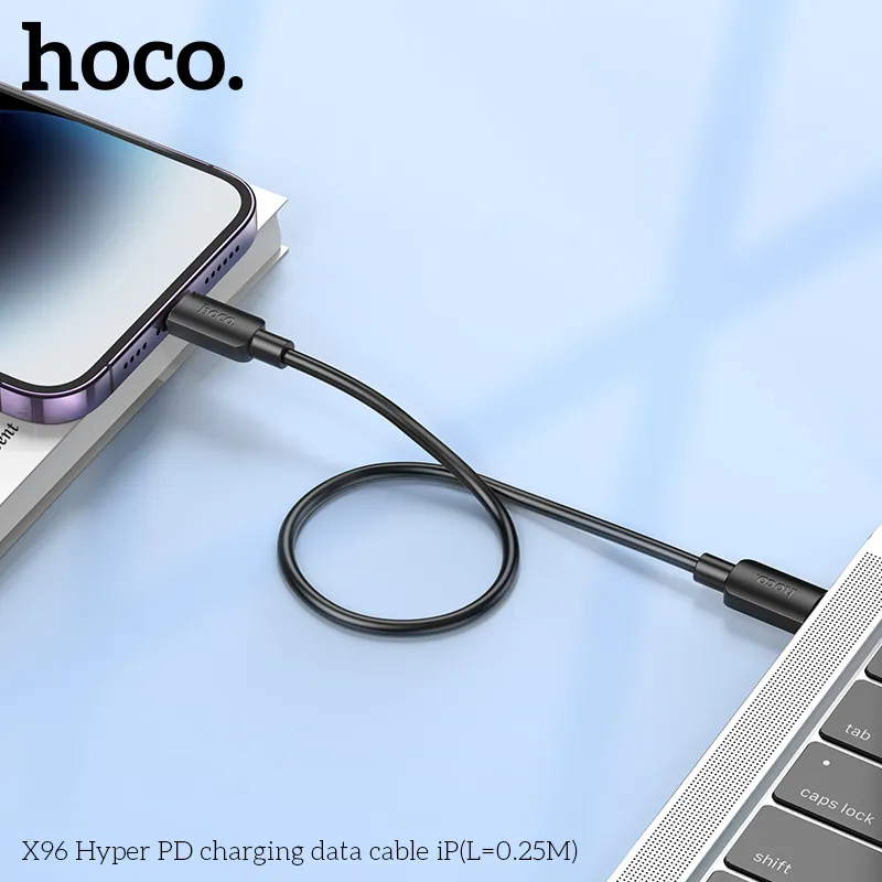 Thiết kế cáp sạc Hoco X96 Hyper dài 0.25M với lõi đồng chất lượng cao chống đứt gãy
