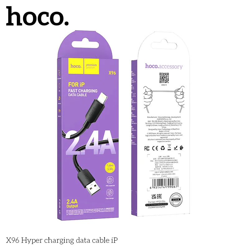 Cáp Sạc iP Hoco X96 Hyper kích thước 1m, phù hợp sử dụng linh hoạt