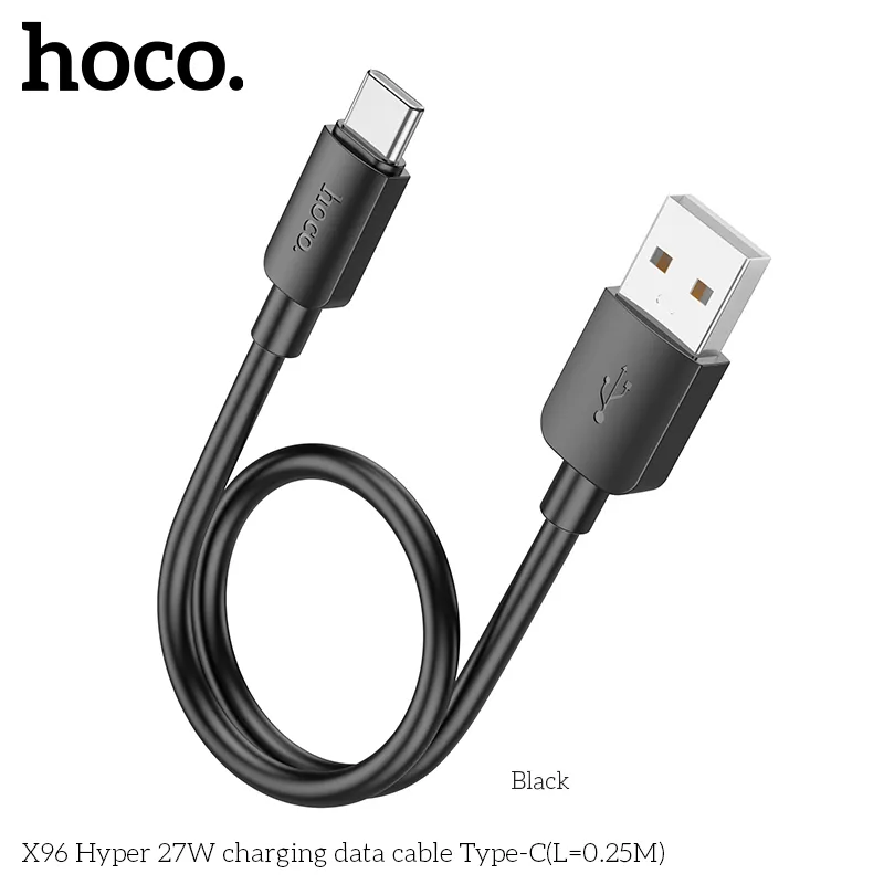 Cáp Type-C Hoco X96 Hyper 27W thiết kế nhỏ gọn, chắc chắn, màu sắc tinh tế