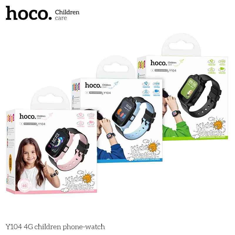 Đồng Hồ Trẻ Em Hoco Y104 4G công năng đa dạng gọi video, nhắn tin, định vị GPS chính xác
