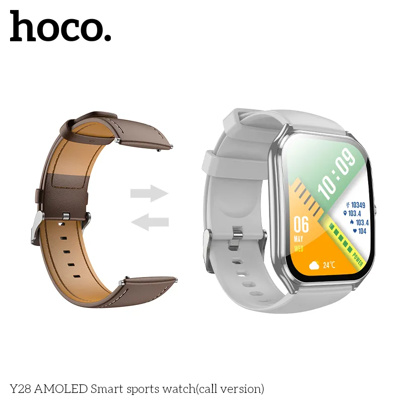Đồng Hồ Thông Minh Hoco Y28 AMOLED phiên bản nghe gọi với thiết kế hiện đại, màn hình sắc nét