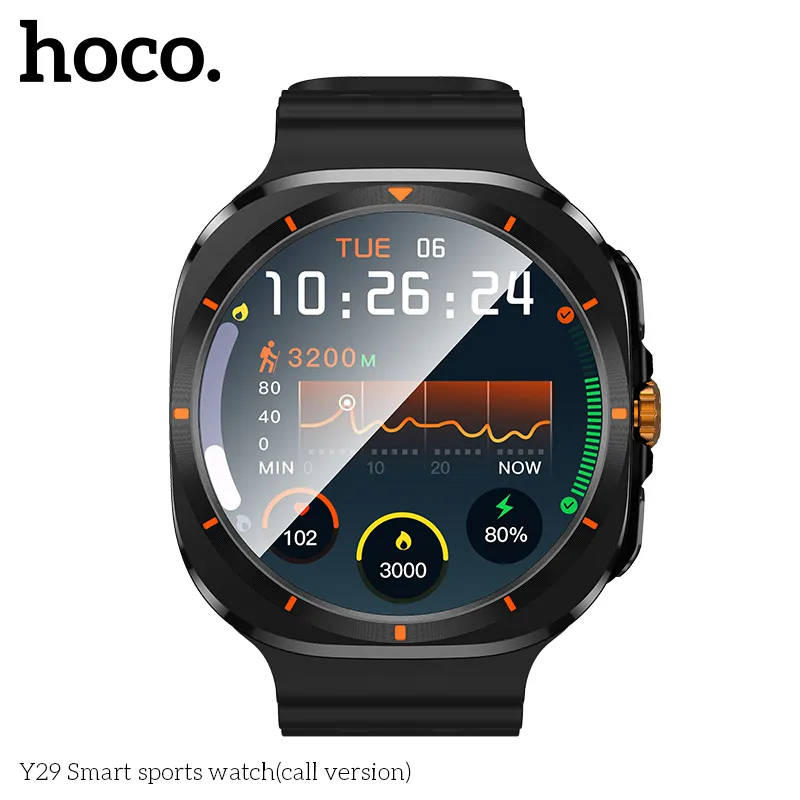 Hoco Y29 có màn hình 1.5 inch sắc nét, viền nhôm bền bỉ, dây đeo thoải mái