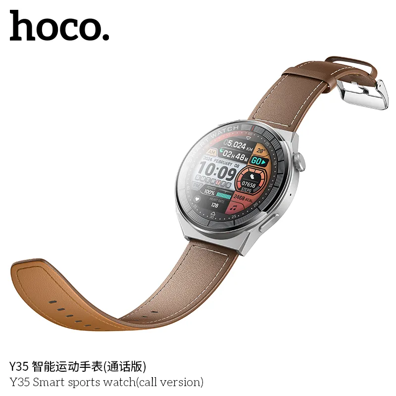Thiết kế đồng hồ Hoco Y35 với kiểu dáng sang trọng, dây đeo chắc chắn thoải mái