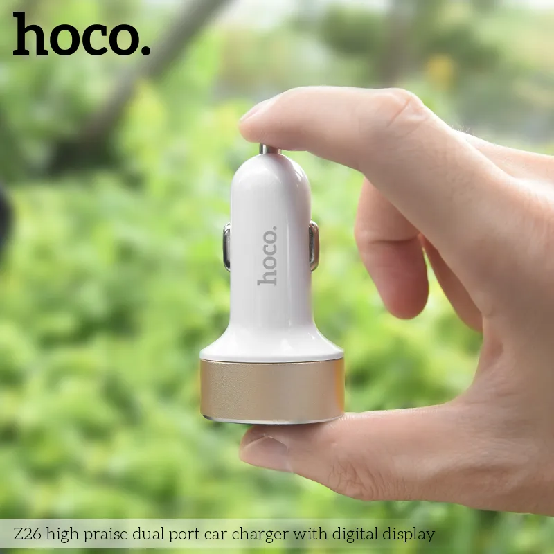Tẩu Sạc Ô tô Hoco Z26 High Praise màn hình kỹ thuật số chất lượng cao, thiết kế nhỏ gọn hiện đại