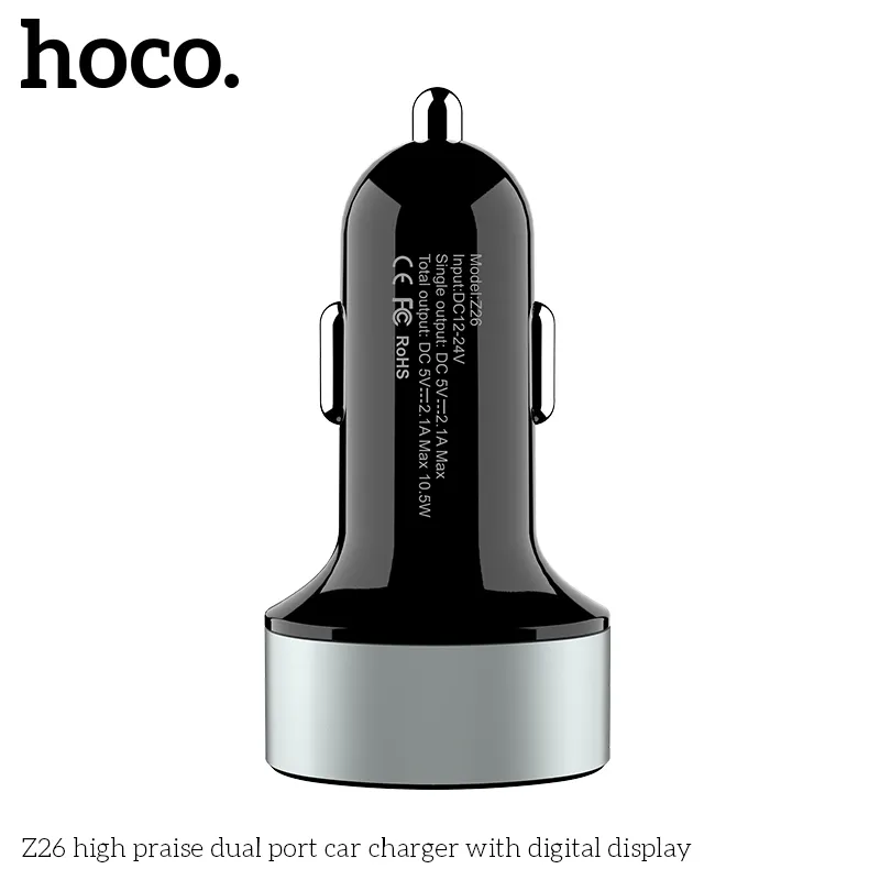 Tẩu Sạc Hoco Z26 kiểu dáng hợp kim nhôm chống cháy PC bền bỉ