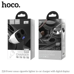Tẩu Sạc Ô tô Hoco Z28 Power Ocean màn hình kỹ thuật số