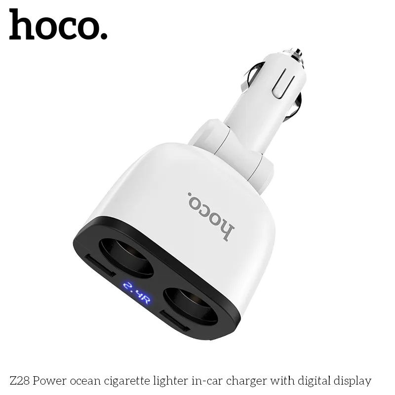 Tẩu Sạc Ô tô Hoco Z28 Power Ocean màn hình kỹ thuật số thiết kế hiện đại, chất liệu bền bỉ PC chống cháy