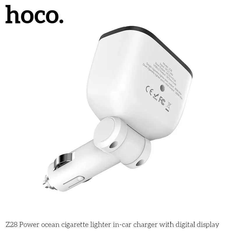 Tẩu Sạc Ô tô Hoco Z28 Power Ocean trải nghiệm dễ dàng với màn hình LED hiển thị điện áp chính xác