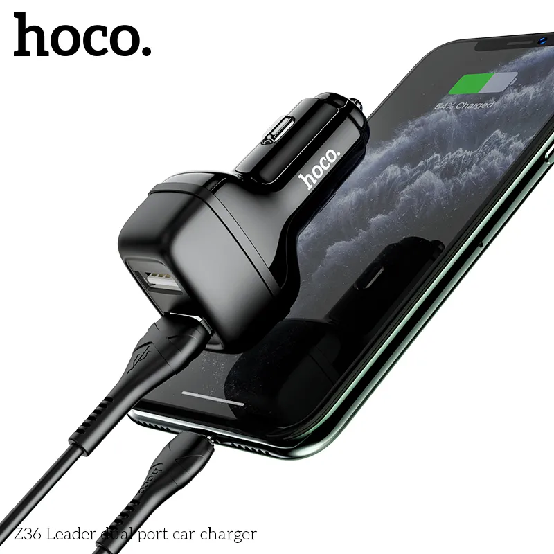 Tẩu sạc ô tô Hoco Z36 cung cấp nguồn điện ổn định, đầu ra USB kép