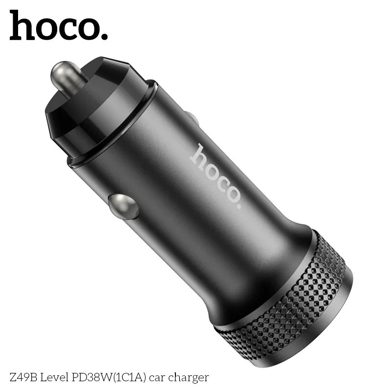 Tẩu sạc ô tô Hoco Z49B với thiết kế hợp kim nhôm sang trọng