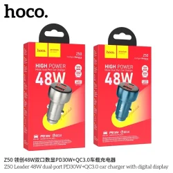Tẩu Sạc Ô tô Hoco Z50 Leader 48W PD30W+QC3.0 màn hình kỹ thuật số