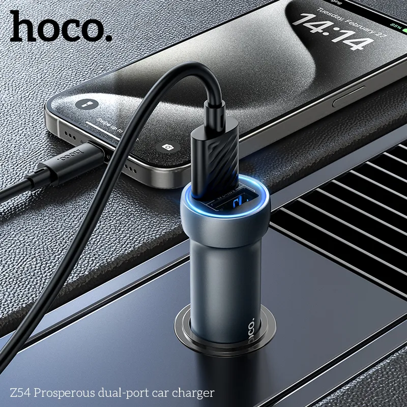 Tẩu sạc ô tô Hoco Z54 Prosperous thiết kế nhỏ gọn, sang trọng, dễ sử dụng