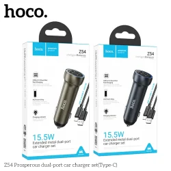 Tẩu Sạc Ô tô Hoco Z54 Prosperous kèm dây Type-C