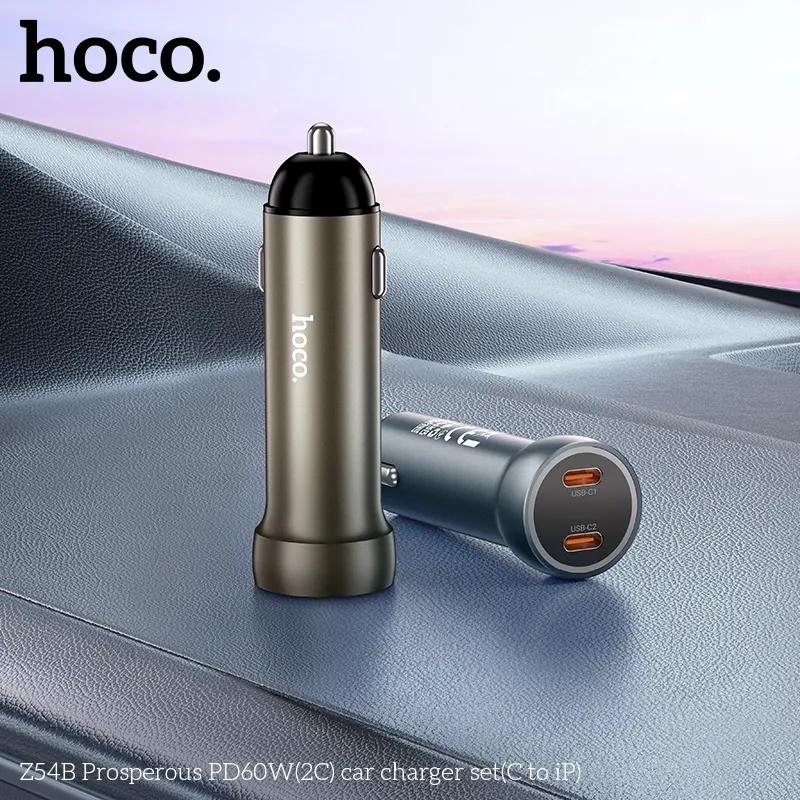 Tẩu Sạc Hoco Z54B chất liệu hợp kim nhôm bền bỉ
