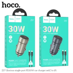 Tẩu Sạc Ô tô Hoco Z57 Glorious PD30W kèm dây C to iP