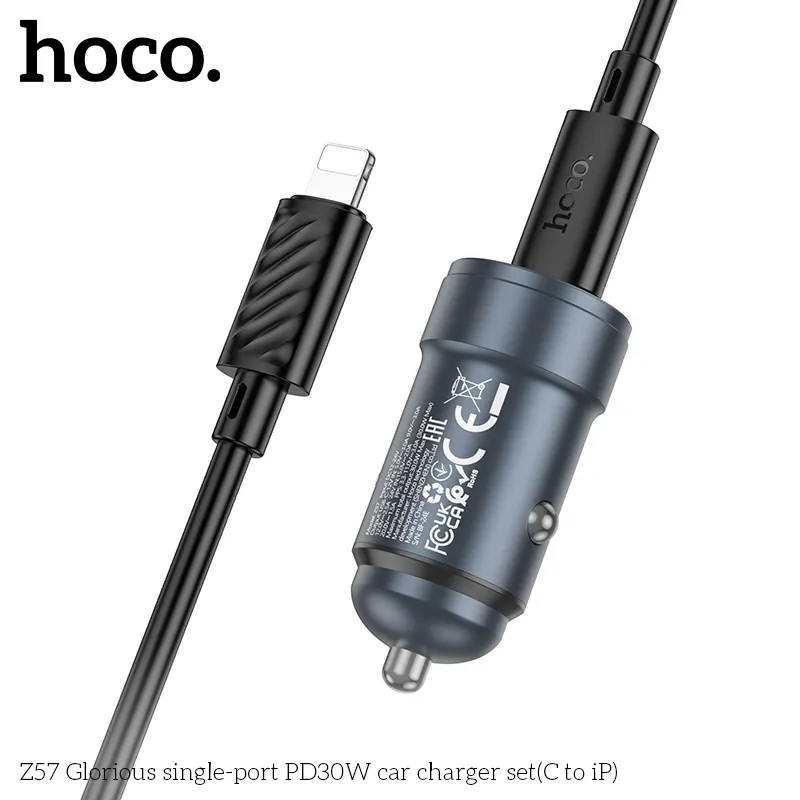 Tẩu Sạc Ô tô Hoco Z57 Glorious PD30W thiết kế sang trọng, nhỏ gọn phù hợp mọi ô tô