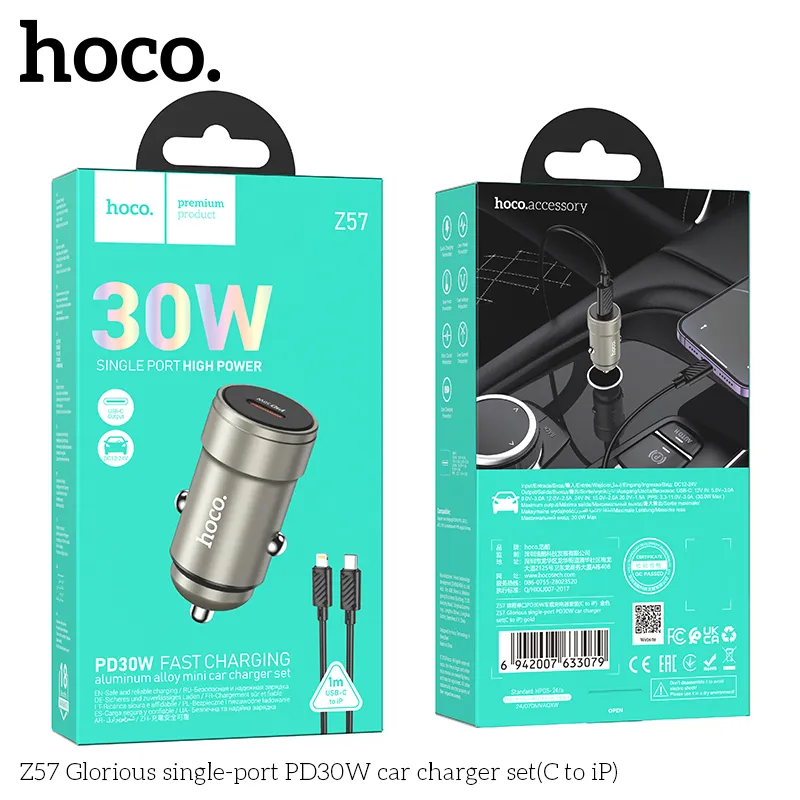 Đóng gói kỹ lưỡng gồm tẩu sạc và cáp C to iP dài 1m tiện dụng