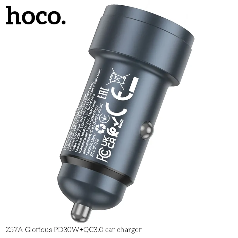 Tẩu sạc ô tô Hoco hỗ trợ sạc nhanh công suất cao PD 30W và QC 3.0