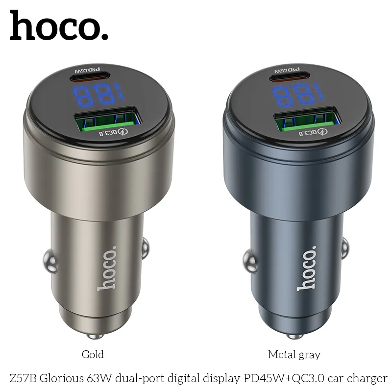 Công năng tẩu sạc Hoco Z57B hỗ trợ PD45W và QC3.0, sạc nhanh hiệu quả