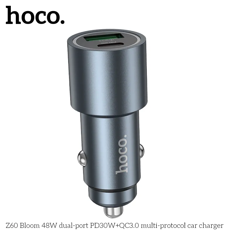 Tẩu sạc Hoco Z60 Bloom chất liệu hợp kim nhôm bền đẹp cao cấp