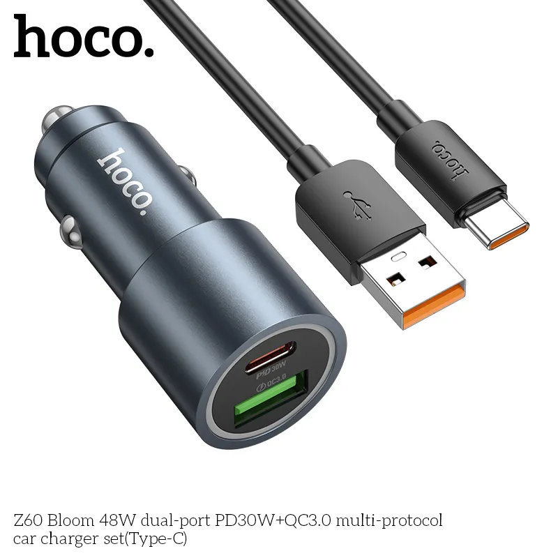 Tẩu sạc Hoco Z60 Bloom với hợp kim nhôm bền bỉ