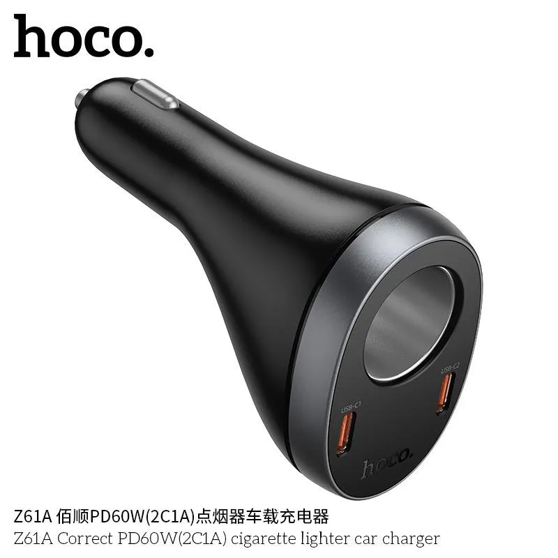 Tính năng chi tiết tẩu sạc ô tô Hoco Z61A Correct PD60W sạc nhanh nhiều cổng