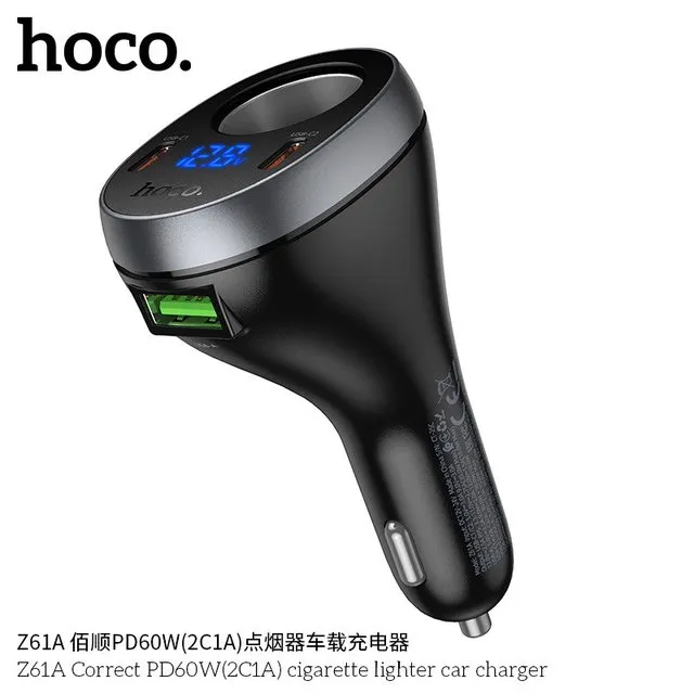 Đóng gói tẩu sạc ô tô Hoco Z61A Correct PD60W chắc chắn, dễ dàng vận chuyển