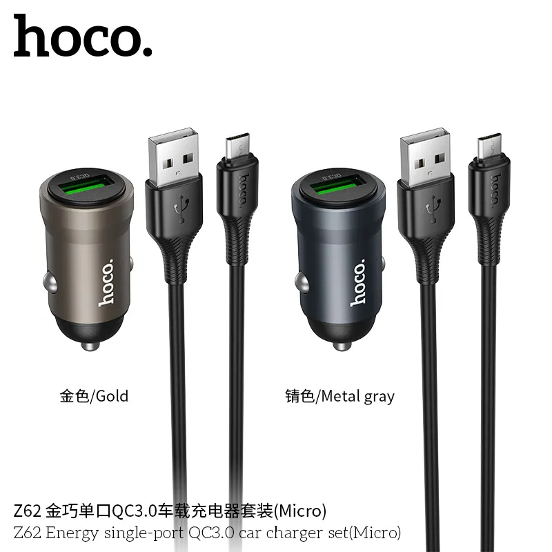 Tẩu sạc ô tô Hoco Z62 Energy chất liệu hợp kim nhôm bền chắc, chống va đập