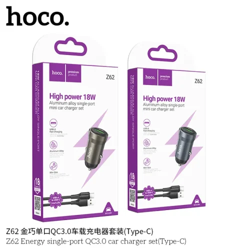 Tẩu Sạc Ô tô Hoco Z62 Energy QC3.0 kèm dây Type-C