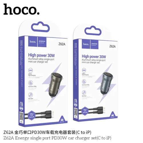 Tẩu Sạc Ô tô Hoco Z62A Energy PD30W kèm dây C to iP